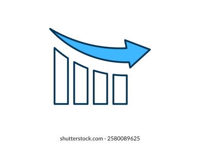 bar chart with arrow icon vector. Icon related to graph and seo . suitable for web site, app, user interfaces, printable etc. solid icon style. simple vector design editable