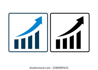 bar chart with arrow icon vector. Icon related to graph and seo . suitable for web site, app, user interfaces, printable etc. solid icon style. simple vector design editable