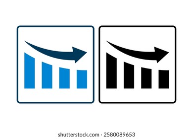 bar chart with arrow icon vector. Icon related to graph and seo . suitable for web site, app, user interfaces, printable etc. solid icon style. simple vector design editable