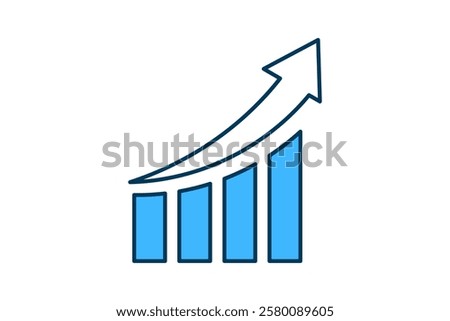 bar chart with arrow icon vector. Icon related to graph and seo . suitable for web site, app, user interfaces, printable etc. solid icon style. simple vector design editable