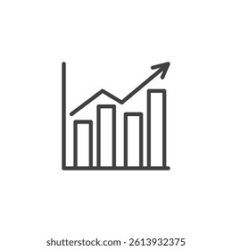 Bar Chart with arrow line icon. linear style sign for mobile concept and web design. A rising line graph outline vector icon. Growth, analytics symbol, logo illustration. Vector graphics