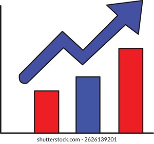 Bar chart with arrow showing growth.