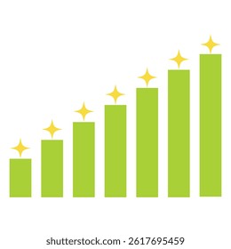 Bar chart with up arrow and stars