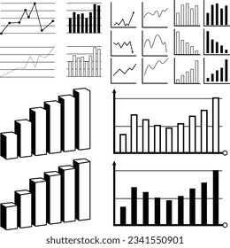 flecha de gráfico de barras,color del diagrama de pérdidas y ganancias de la gráfica y vector negro y blanco