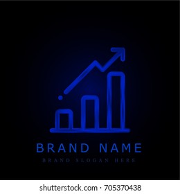 Bar chart blue chromium metallic logo