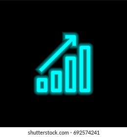 Bar chart blue glowing neon ui ux icon. Glowing sign logo vector