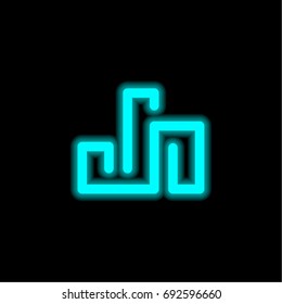Bar chart blue glowing neon ui ux icon. Glowing sign logo vector