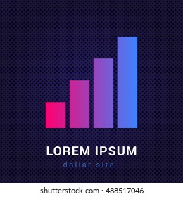Bar Chart Blue & Red colorful gradient attractive bright material Icon / Logo Design