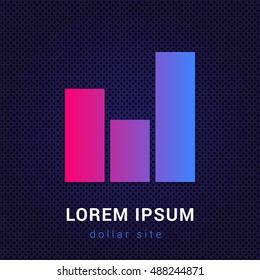 Bar Chart Blue & Red colorfull gradient attractive bright material Icon / Logo Design