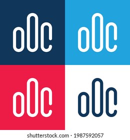 Gráfico de barras azul y rojo cuatro colores conjunto de iconos mínimo