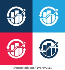 Bar Chart blue and red four color minimal icon set