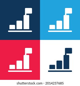 Bar Chart blue and red four color minimal icon set