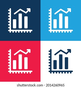 Bar Chart blue and red four color minimal icon set