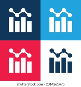 Bar Chart blue and red four color minimal icon set