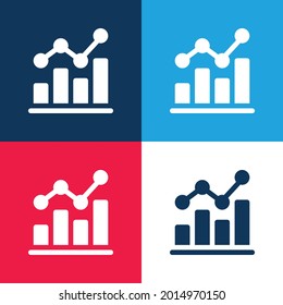 Bar Chart blue and red four color minimal icon set