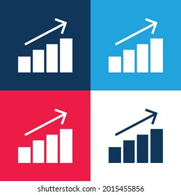 Gráfico de barras azul y rojo cuatro colores conjunto de iconos mínimo