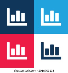 Bar Chart blue and red four color minimal icon set