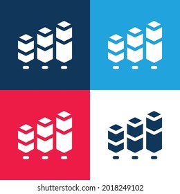 Bar Chart blue and red four color minimal icon set