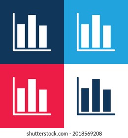 Gráfico de barras azul y rojo cuatro colores conjunto de iconos mínimo