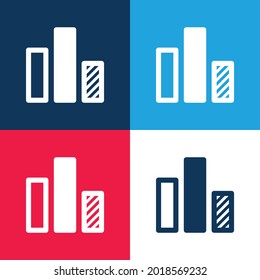 Gráfico de barras azul y rojo cuatro colores conjunto de iconos mínimo