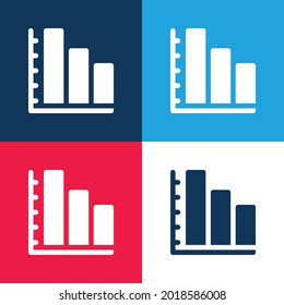 Bar Chart blue and red four color minimal icon set