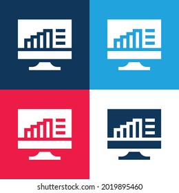 Gráfico de barras azul y rojo cuatro colores conjunto de iconos mínimo