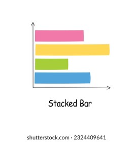 Bar chart clipart in cartoon style. Bar graph flat vector isolated on white background. Data analysis, financial report, business analytics illustration. Infographic. Statistics graph. Bar chart icon.