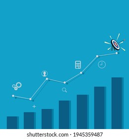 Gráfico de barras. Concepto del camino al éxito. Concepto de éxito empresarial