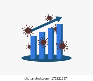 Bar Chart. Covid - 19 data statistic infographic chart template. Chart of Coronavirus Covid -19 pandemic in ascending trend.