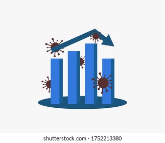 Bar Chart. Covid - 19 data statistic infographic chart template. Chart of Coronavirus Covid -19 pandemic in ascending continues to decline trend.