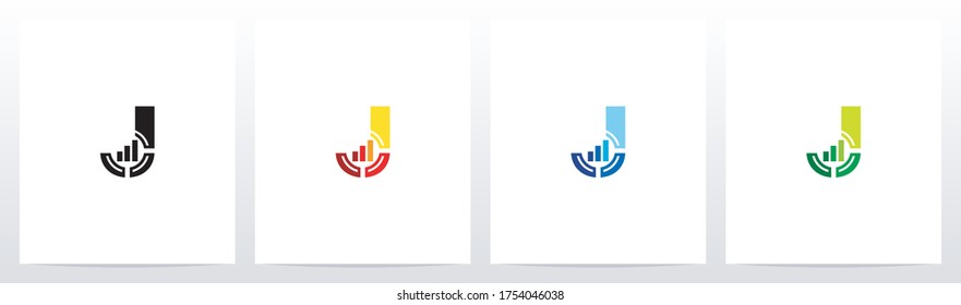 Bar Chart And Crosshair On Letter Logo Design J