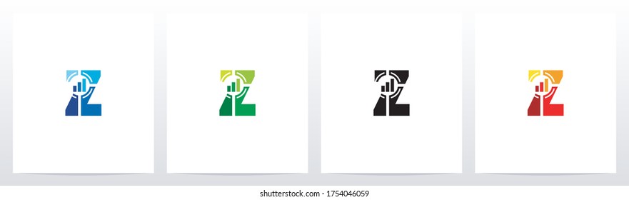 Bar Chart And Crosshair On Letter Logo Design Z