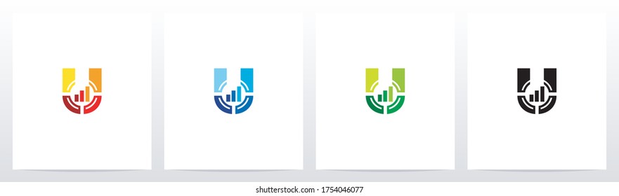 Bar Chart And Crosshair On Letter Logo Design U