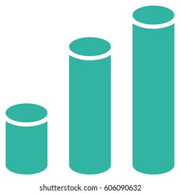 Bar Chart Cylinders vector icon. Flat cyan symbol. Pictogram is isolated on a white background. Designed for web and software interfaces.