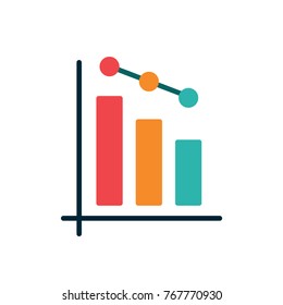 bar chart decrease flat icon vector