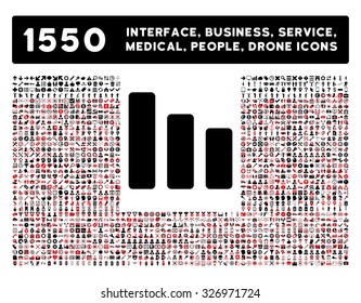 Bar Chart Decrease icon and other web interface, business, tools, people, medical service and awards vector symbols. Style is bicolor flat symbols, intensive red and black colors, rounded angles