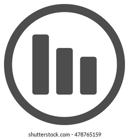 Bar Chart Decrease vector rounded icon. Image style is a flat icon symbol inside a circle, gray color, white background.