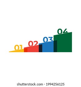 Bar chart or diagram with 4 colorful columns. Concept of four stages of business development. Modern infographic design template.