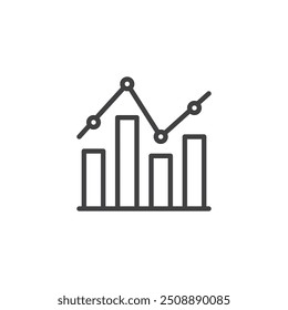 Bar chart diagram line icon. linear style sign for mobile concept and web design. Financial bar chart outline vector icon. Symbol, logo illustration. Vector graphics