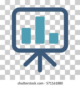 Bar Chart Display icon. Vector illustration style is flat iconic bicolor symbol, cyan and blue colors, transparent background. Designed for web and software interfaces.