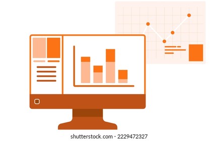 Bar chart display on computer monitor, business reports and presentations