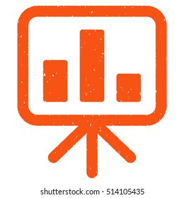 Bar Chart Display rubber seal stamp watermark. Icon vector symbol with grunge design and dust texture. Scratched orange ink sticker on a white background.