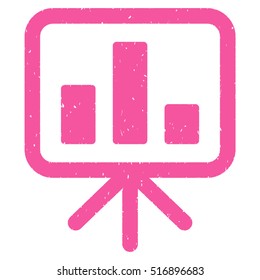 Bar Chart Display rubber seal stamp watermark. Icon vector symbol with grunge design and corrosion texture. Scratched pink ink emblem on a white background.