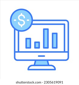 Gráfico de barras y moneda en dólares que representa el análisis e interpretación de datos financieros, vector de análisis de datos financieros