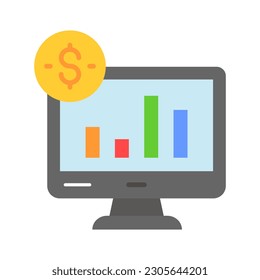 Bar chart and dollar coin representing the analysis and interpretation of financial data, financial data analysis vector