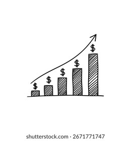 Balkendiagramm mit dem finanziellen Erfolg des Dollarwachstums