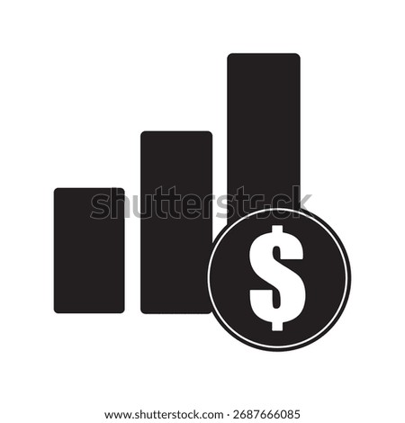 bar chart with dollar sign and barcode showing financial growth