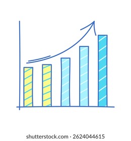 Graphique à barres Style Doodle, graphique de verticale de la croissance, idéal pour les rapports d'entreprise, les analyses de performances et les présentations d'investissement.