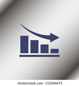 Bar chart down line icon.