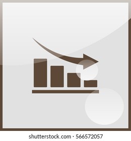Bar chart down line icon.